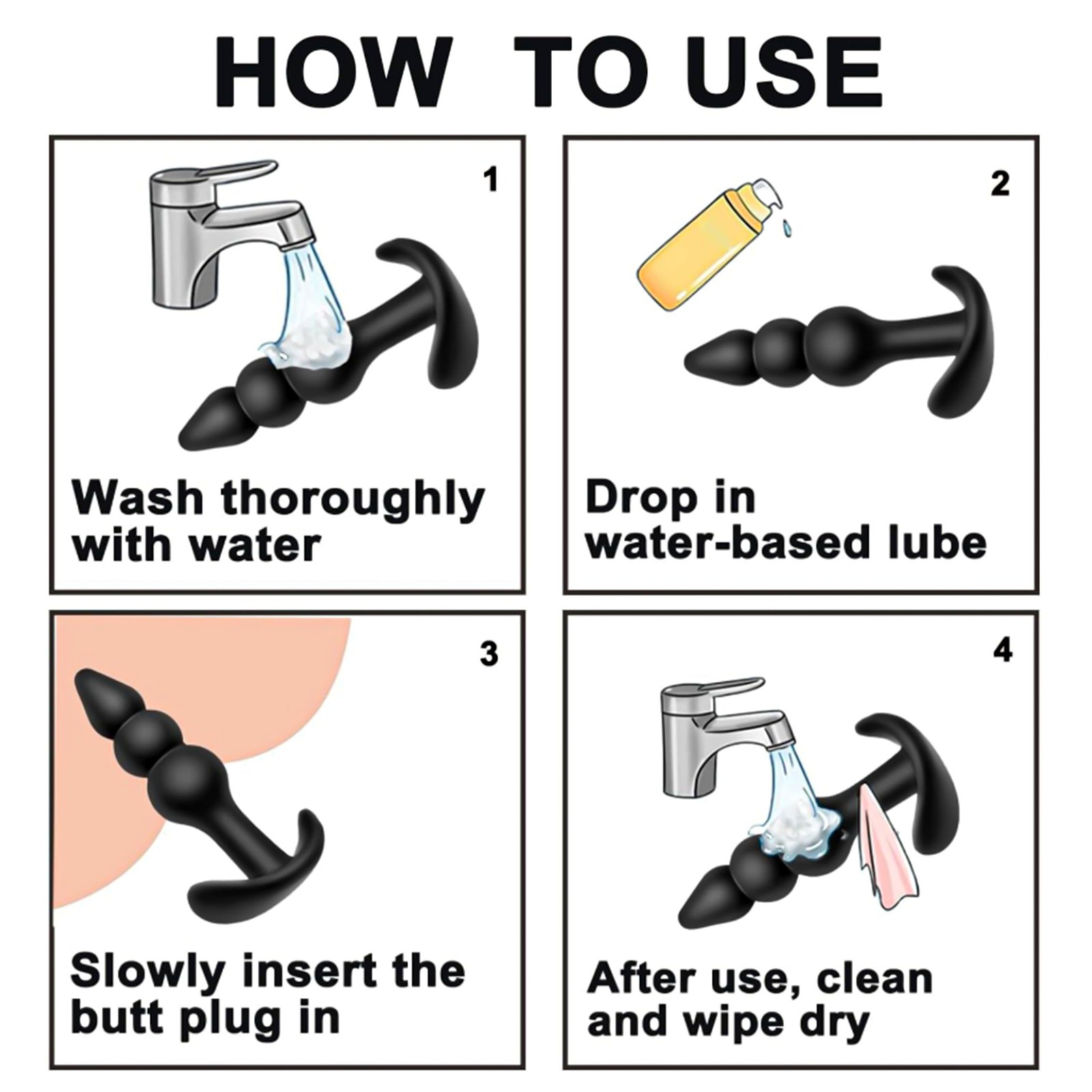 Silicone Anal Butt Plug Set for Women Men Dildo Prostate Massage Toys Beginner