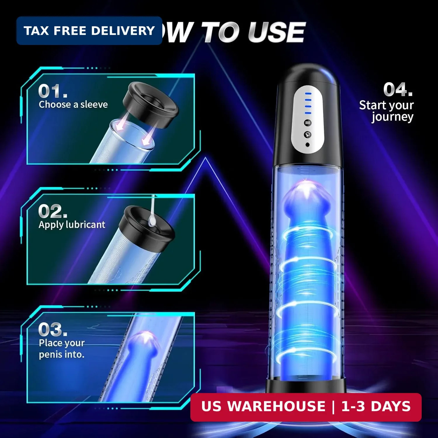 Electric Penis Pump Sex Toys – Automatic Penis Extender Enlargement Pump with 4