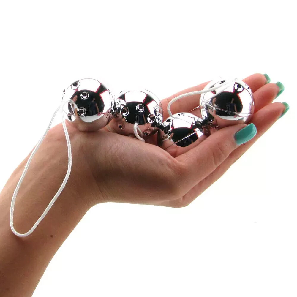 BEN WA BALLS ON A STRING SILVER Weighted ORGASM Beads Sex Toys for Women Studded