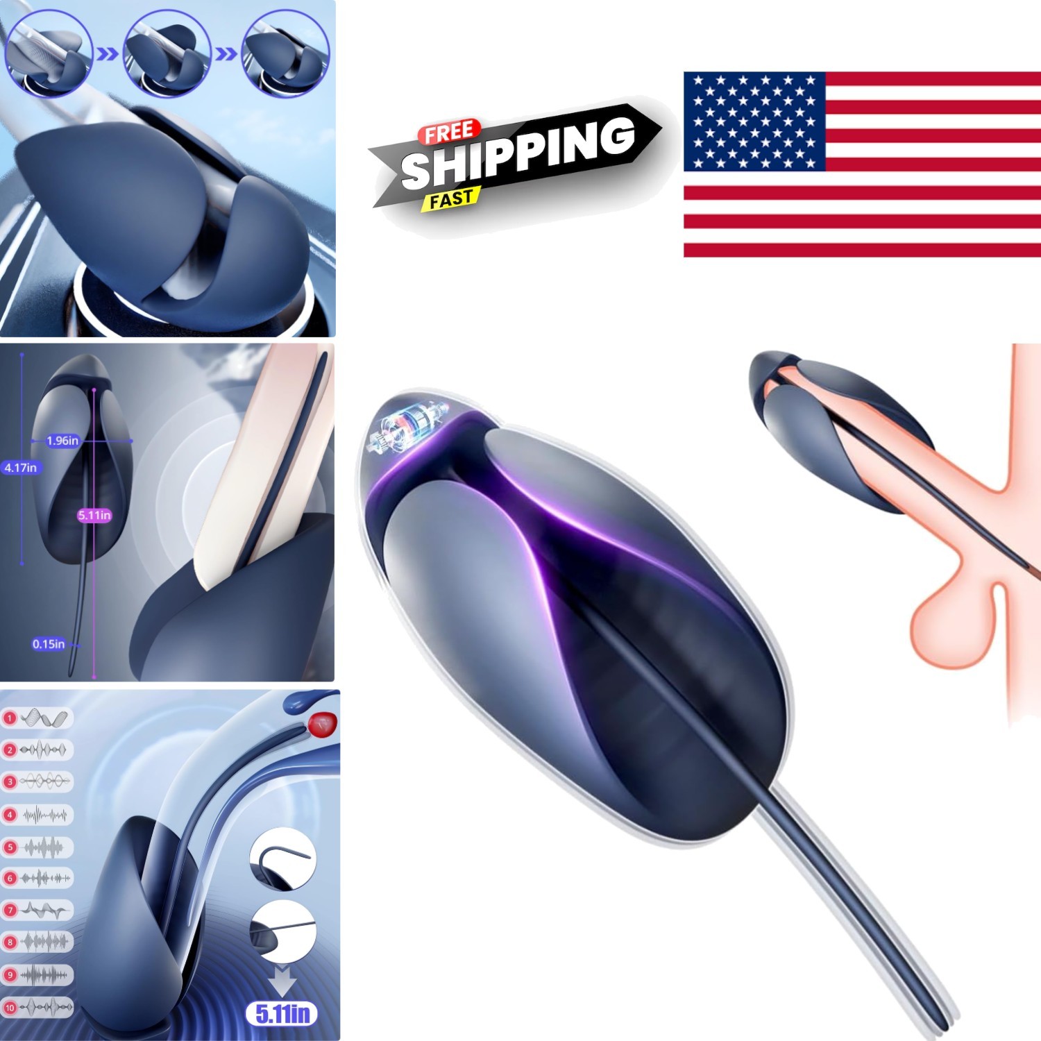 Vibrating Penis Sleeve with Urethral Sounds for Enhanced Male Pleasure