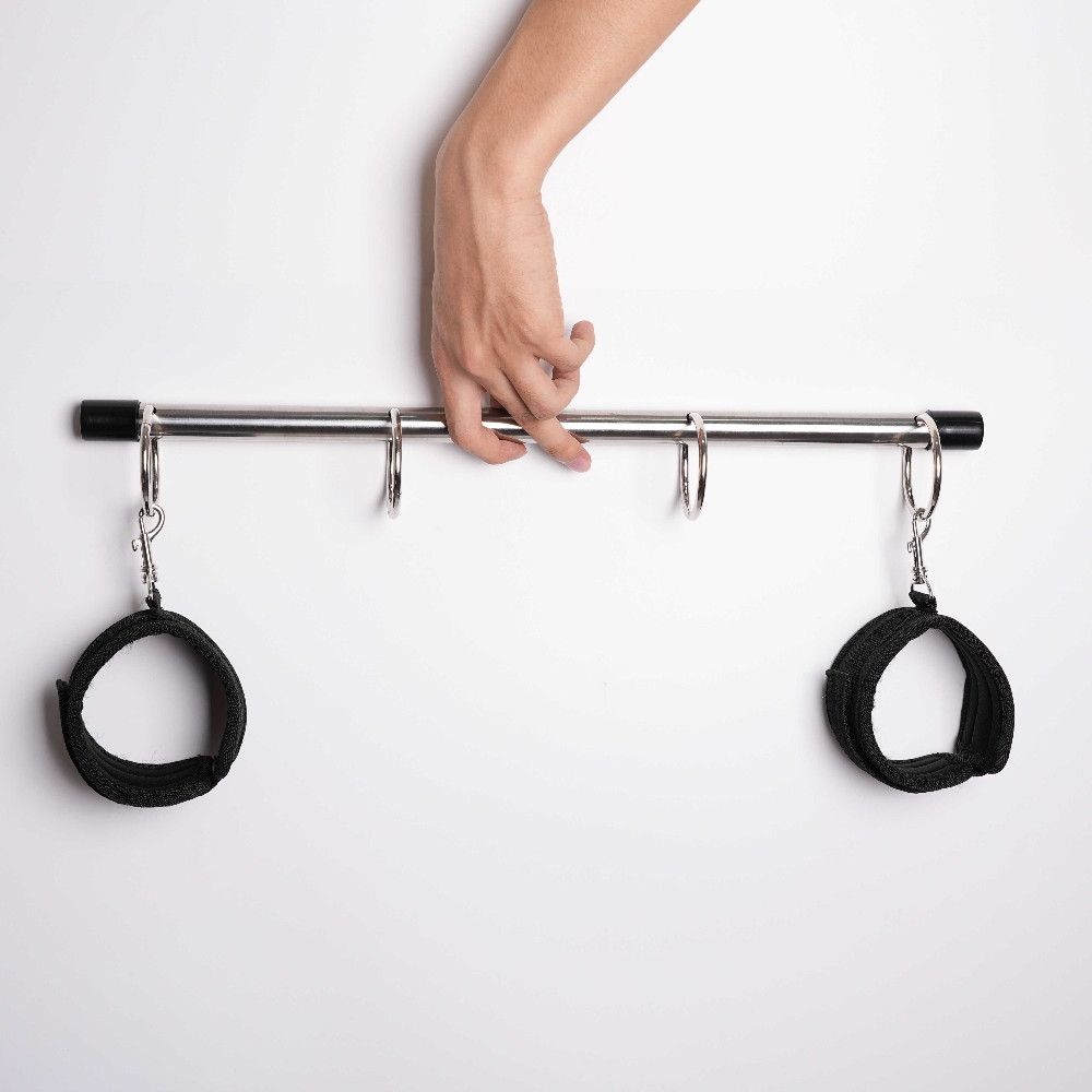 Steel Hand Open Leg Spreader Bar Wrist Ankle Cuffs Restraints Lockable Sex Toys