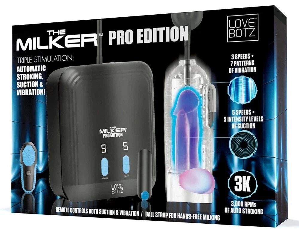 LoveBotz Milker Pro Edition male masturbator Toy with Triple Sensations, Stroker