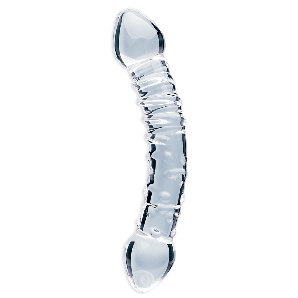 Clarity CELESTIAL BLISS Curvy Swirly Pleasure Double-Ended Glass Dildo – Clear