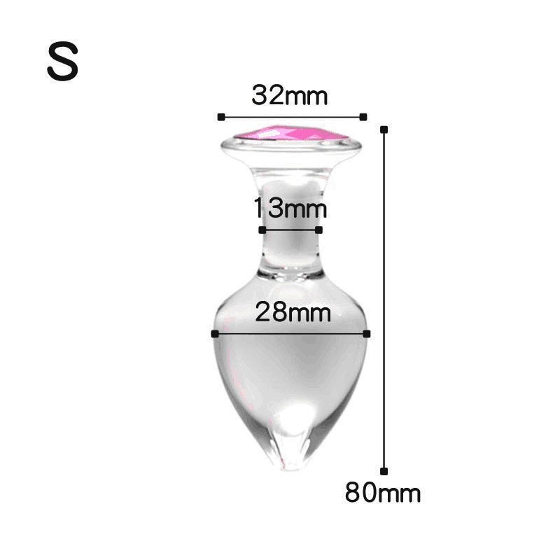 Crystal Glass Anal Butt Plug with Pink Base – Small, Medium and Large Sizes