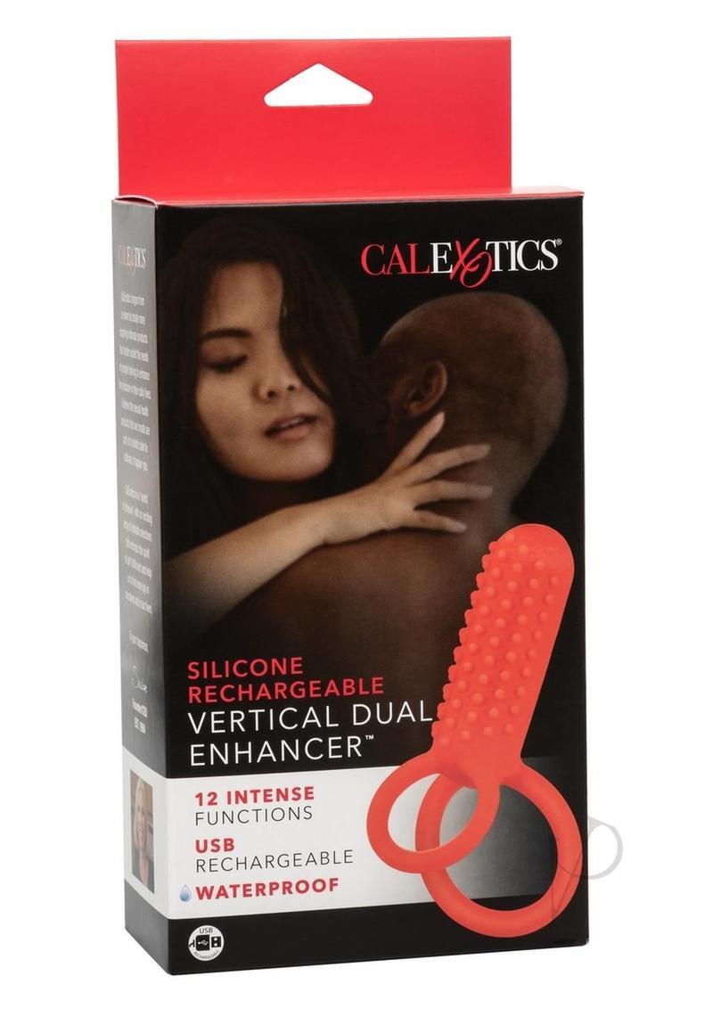 Couple`s Enhancers Silicone Rechargeable Vertical Dual Enhancer – Red