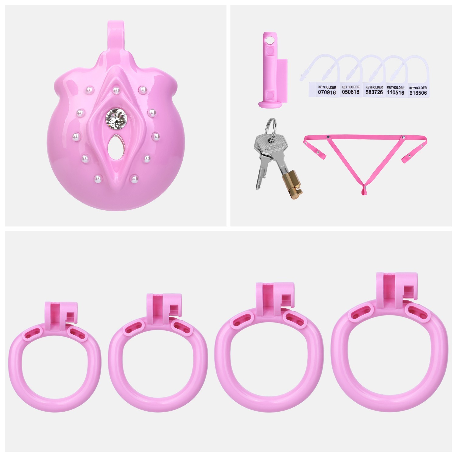 FRRK Resin Sissy Male Chastity Cage Belt Device With Lock Restraint for Man