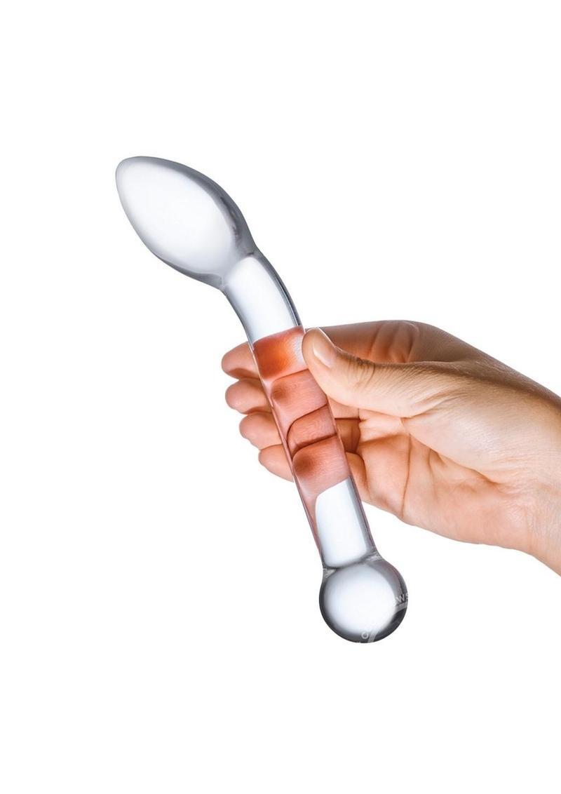 Glas Slimline G-Spot Hand Blown Glass dildo-dong Bulbous Tip Sex Toy 8in Clear