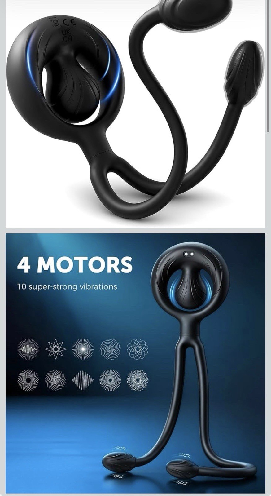 Vibrating Cock Ring Taint Stimulator with Dual Mini Bullet, Anal Butt Plug