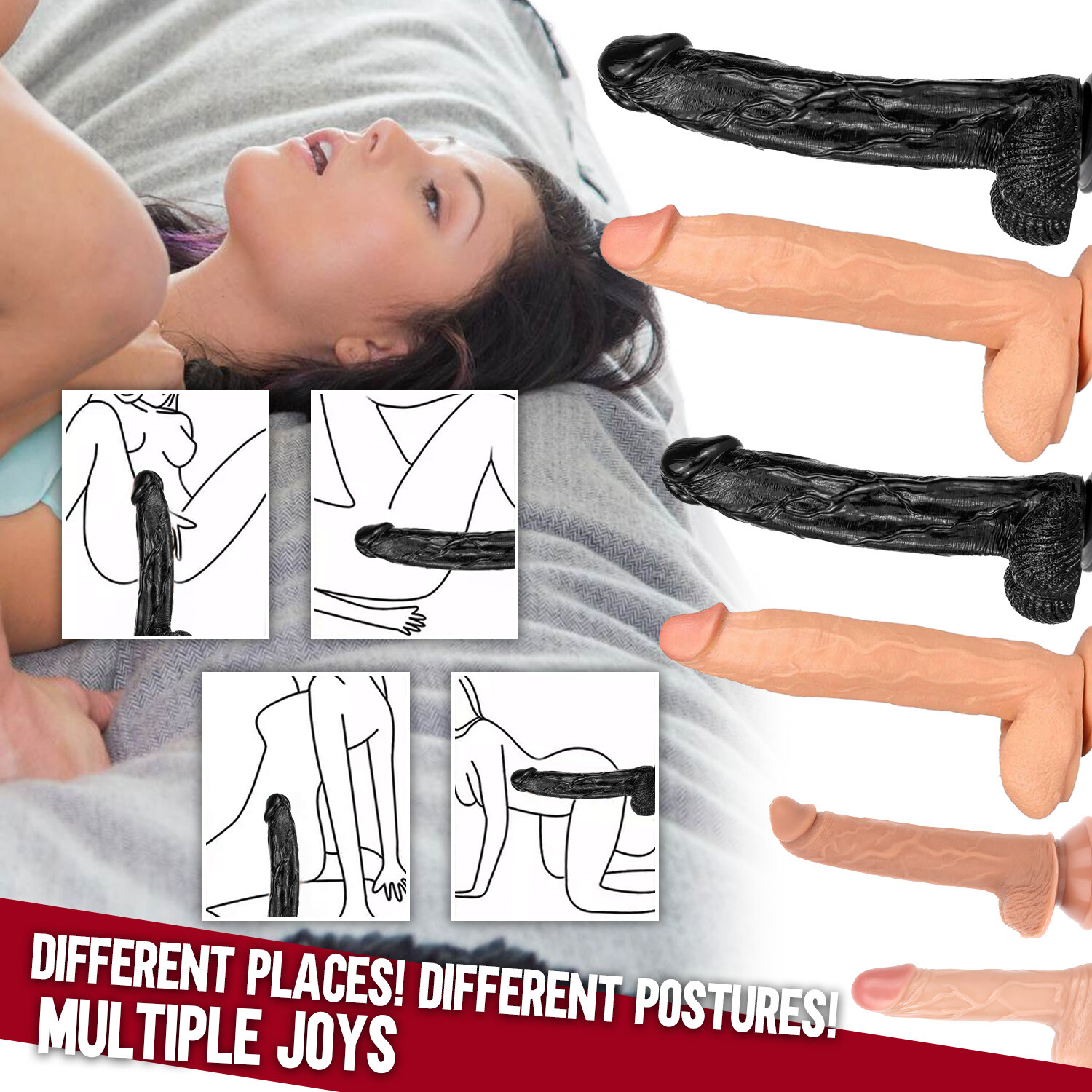 Realistic Dildo 4.7/8.2/10/12 IN, Dildo Suction cup Anal Sex Toys for Women Men