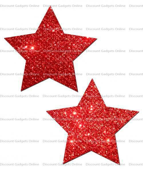 Rockstar Red Glitter Pasties Pasteese Nipple Dance Wear Lingerie O/S Temporary
