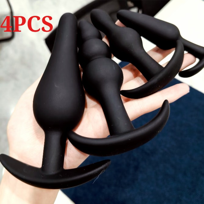 4PCS Silicone Anal Plug Kit Beads Butt Trainer Prostate Massager for Beginner