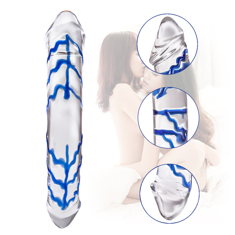 Crystal Glass Double Head Dildo Anal Butt Plug G-spot Massager Sex Toy for Women