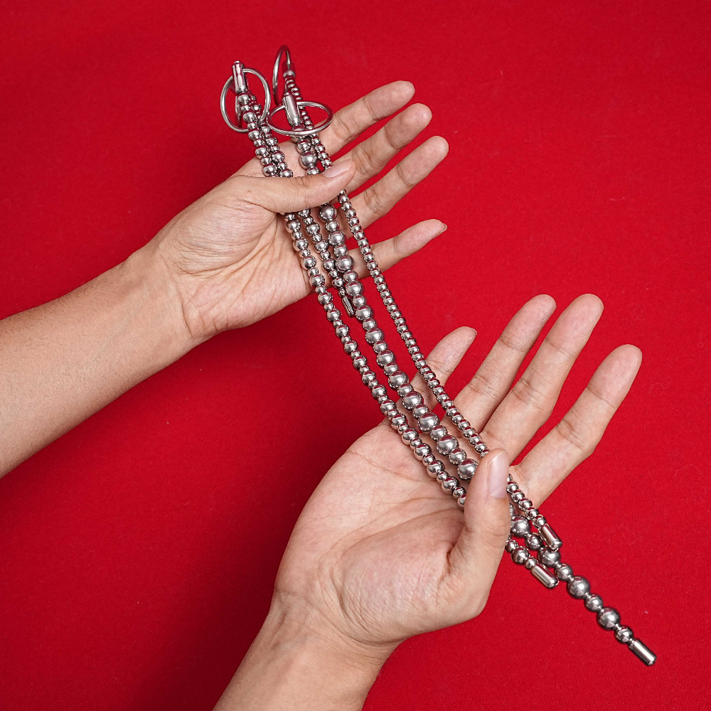E-stim Shock Stainless Steel Penis Plug Dilator Stretcher Beads for Male Sex Toy