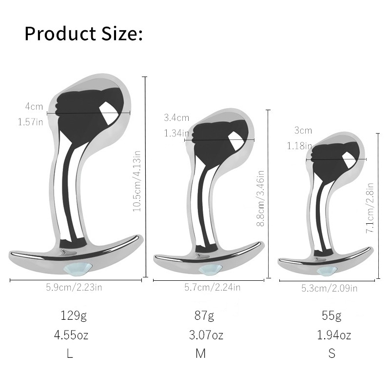 Metal Steel Anal Butt Plug G-spot Probe Prostate Massager Sex Toys for Men Women