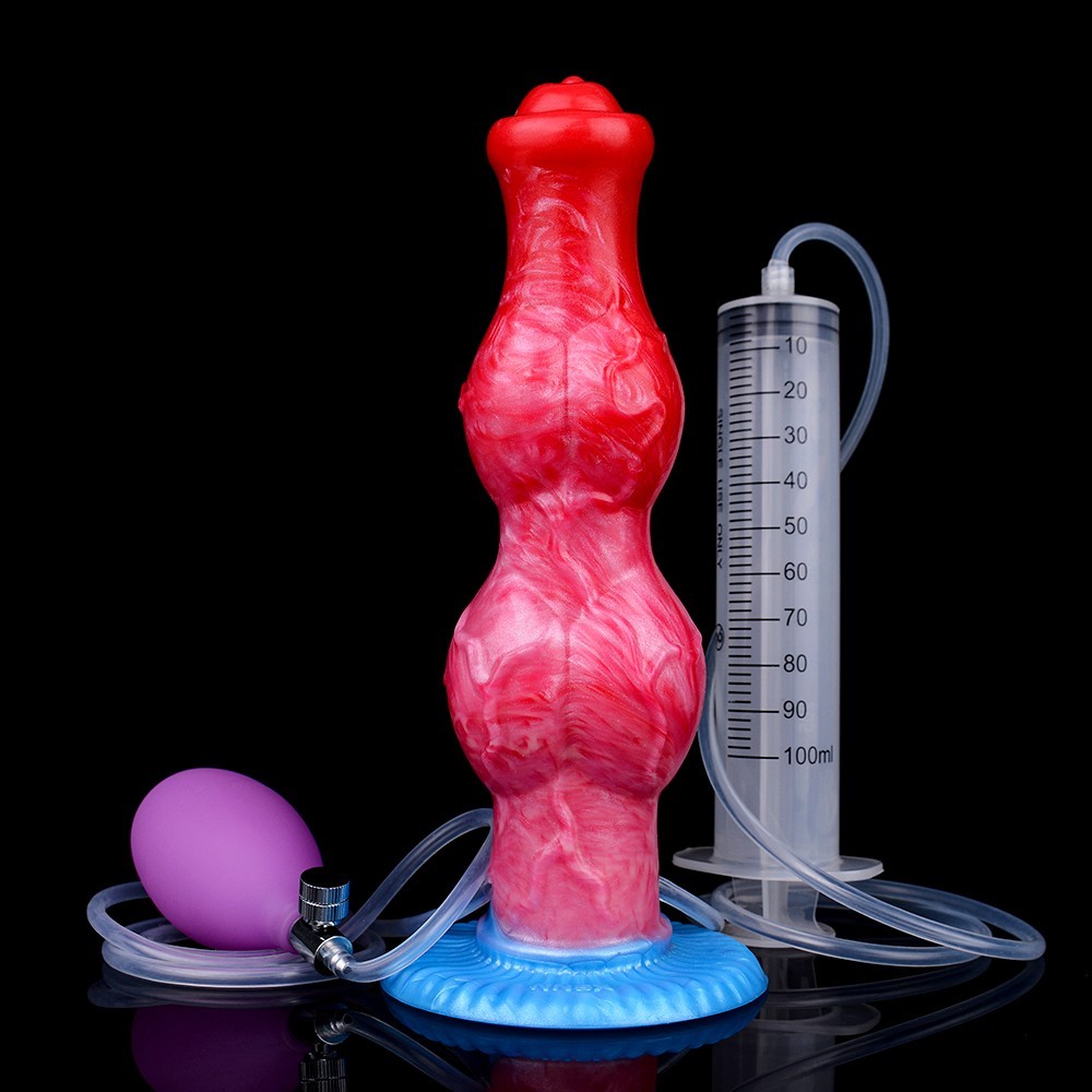 Realistic Inflatable Squirting Knot Dildo Silicone Butt Plug Adult Sex Toy