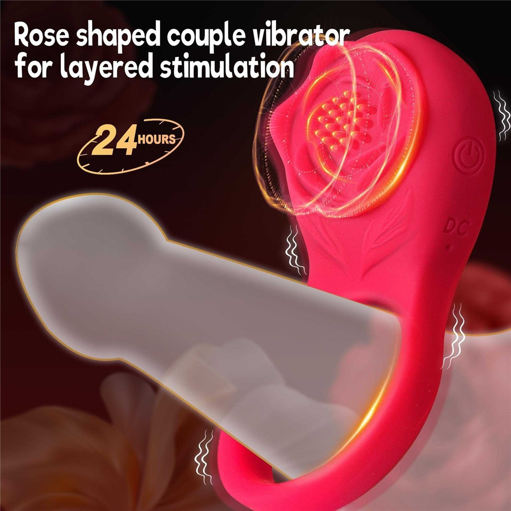 Rose Penis Cock Ring Vibrator G-spot Dildo Massager Sex Toys Adult Couple