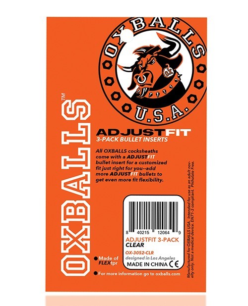 OxBalls ADJUSTFIT INSERT 3-Pack Cock Sheath Male Penis Enhancement Sex Toy Clear