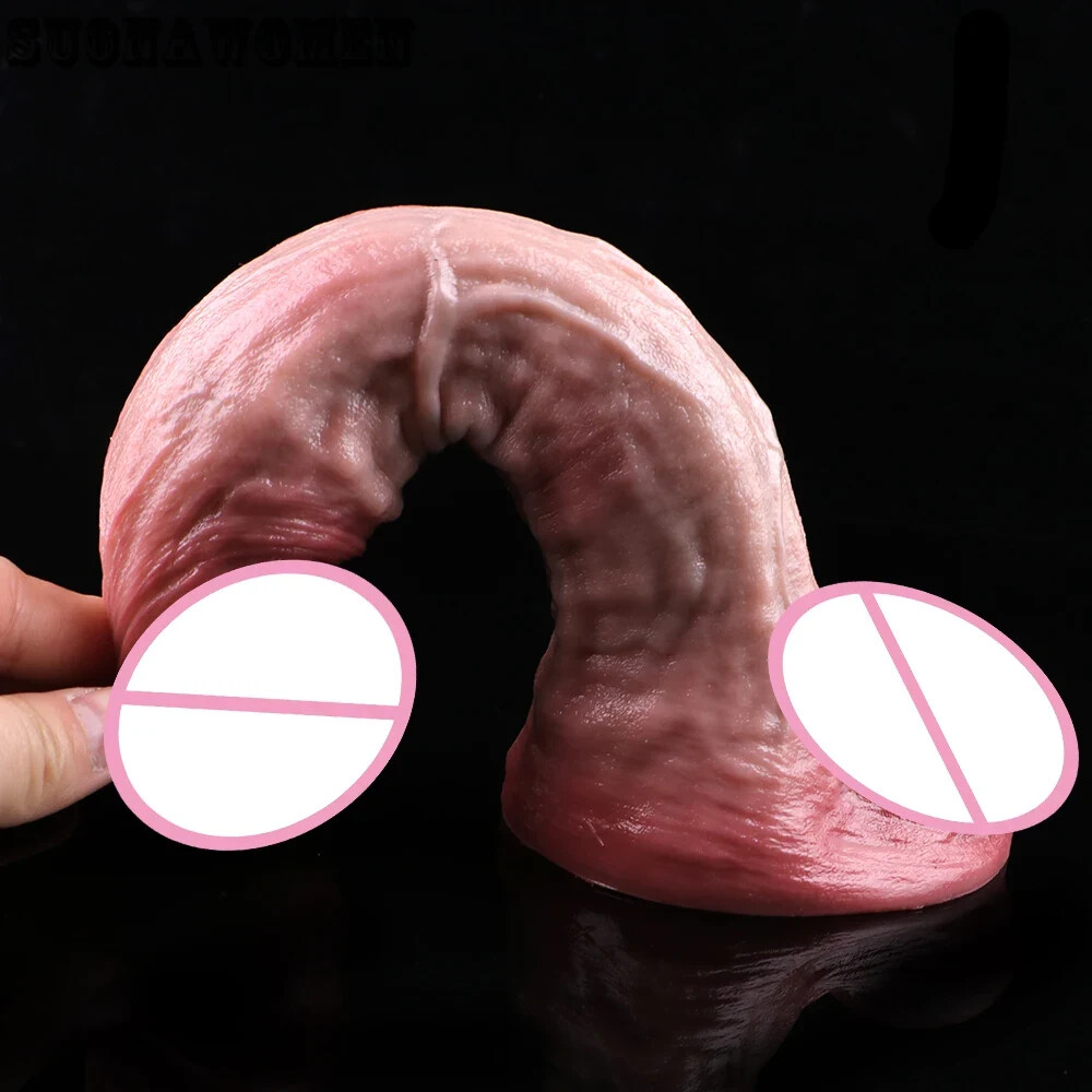 Realistic Dual-Layer 9.02” Large Dildo With Sucker Silicone Two Layer Anal Plug