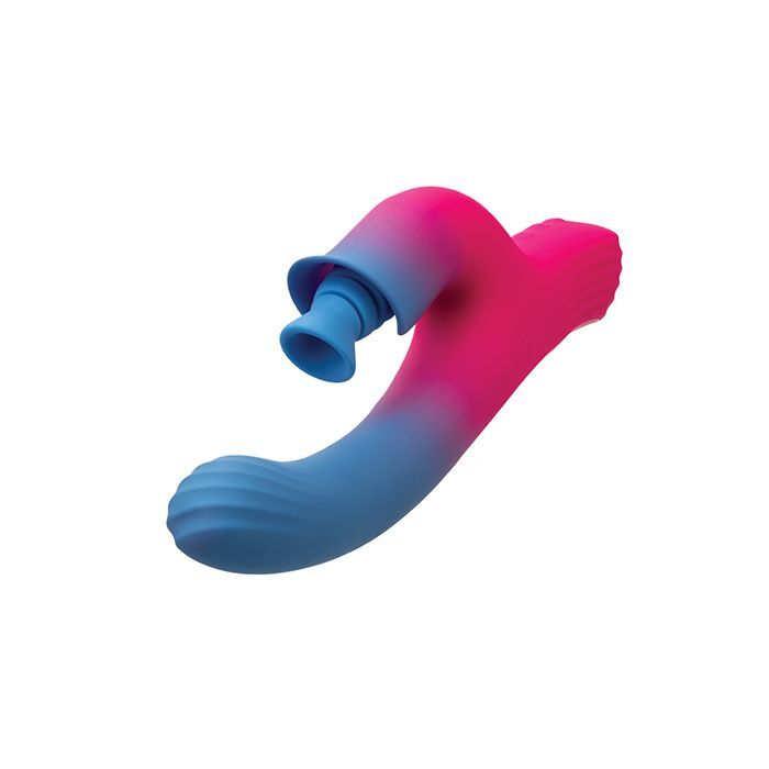 Elation Dual Stimulator w/Suction Rabbit Vibrator Blue/Pink
