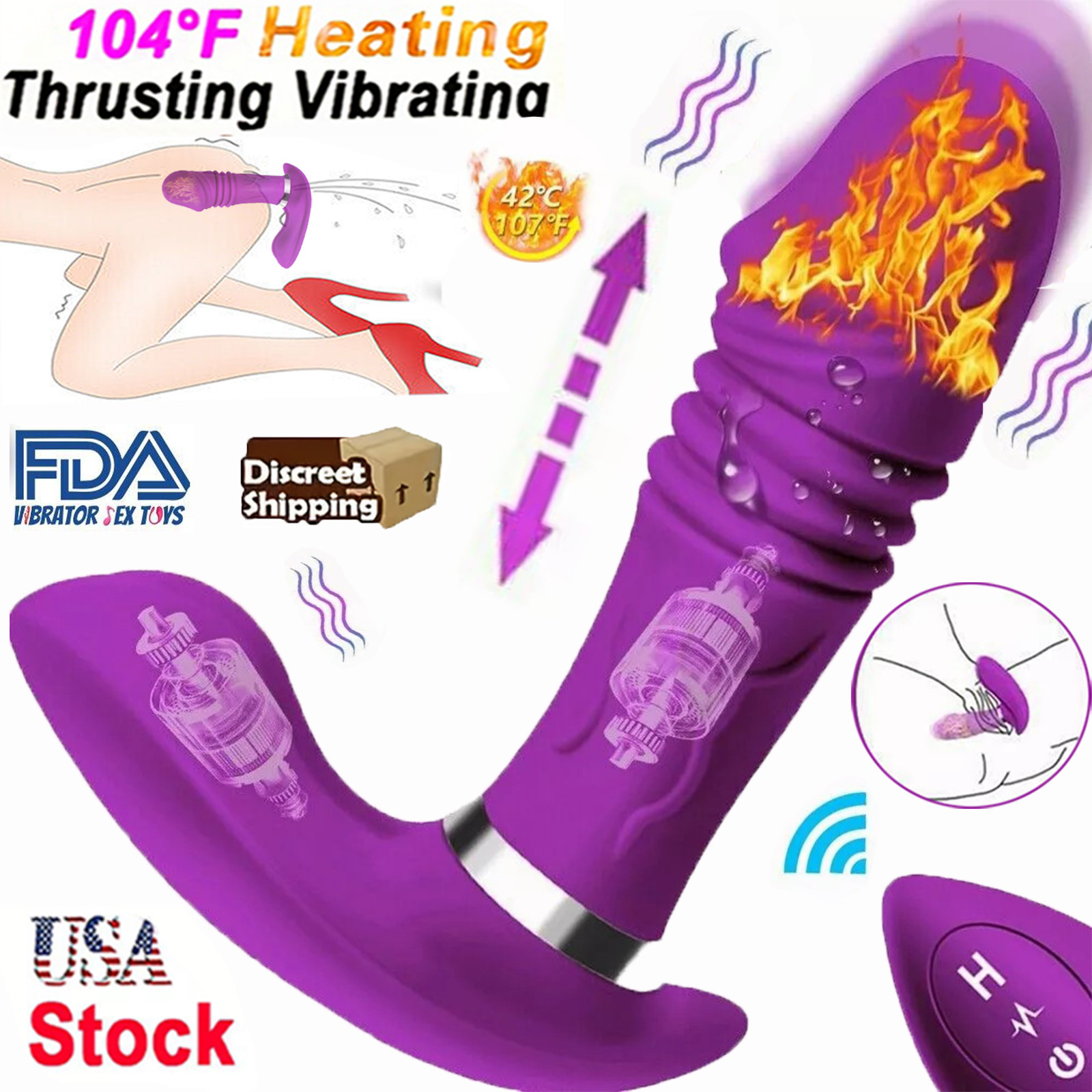 Wearable G-Spot Clit Vibrator Dildo Thrusting Massager Adult Sex Toys for Women