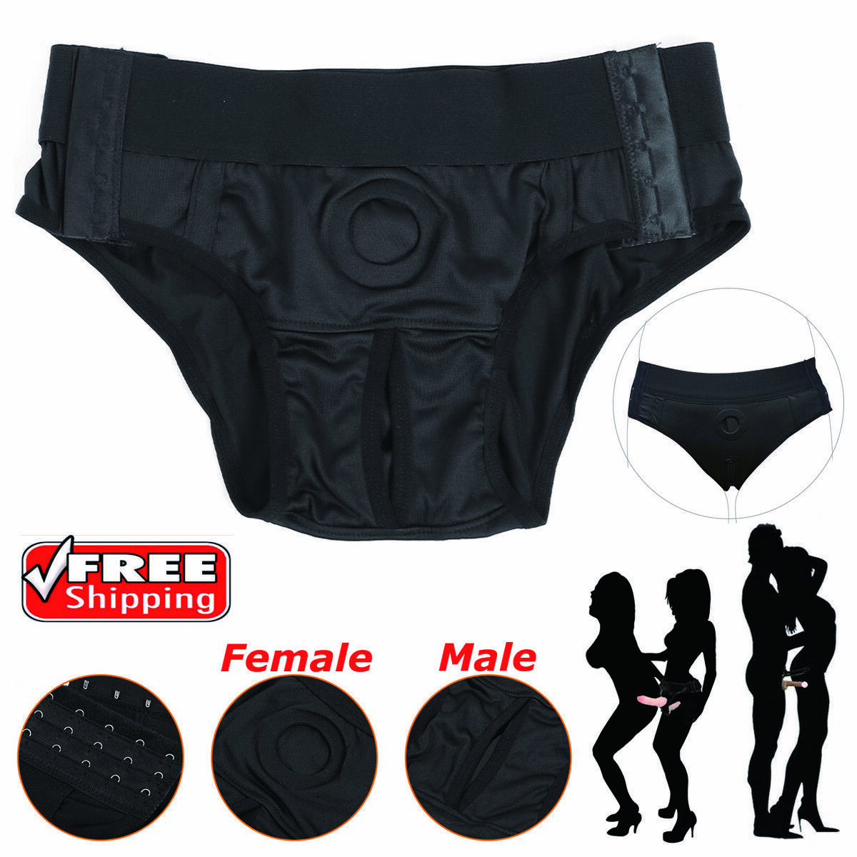 Strap-On-G-Spot-Suction-Cup-Dildo-Harness-Panty-Couple-Women-Lesbian-Sex-Toy-USA