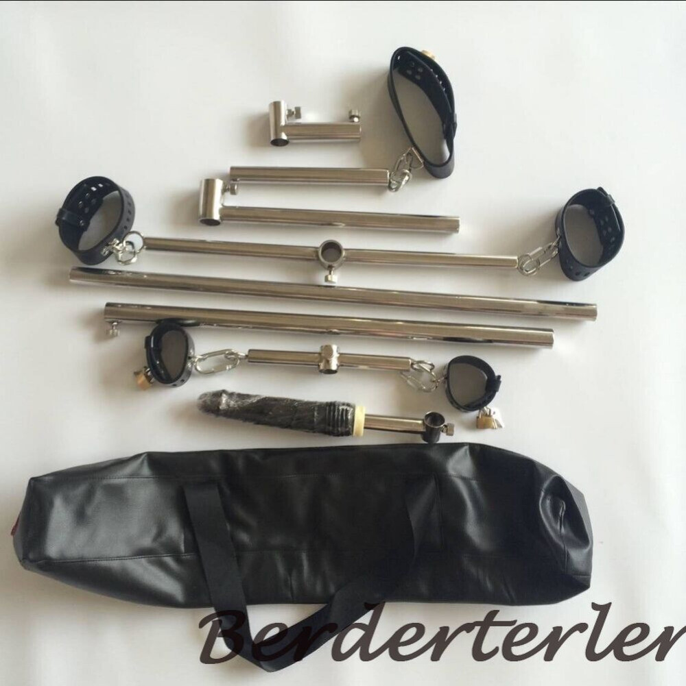 Bondage Torture Rack Spreader Bar with Silicone Dildo Restraint Handcuff Sex Toy