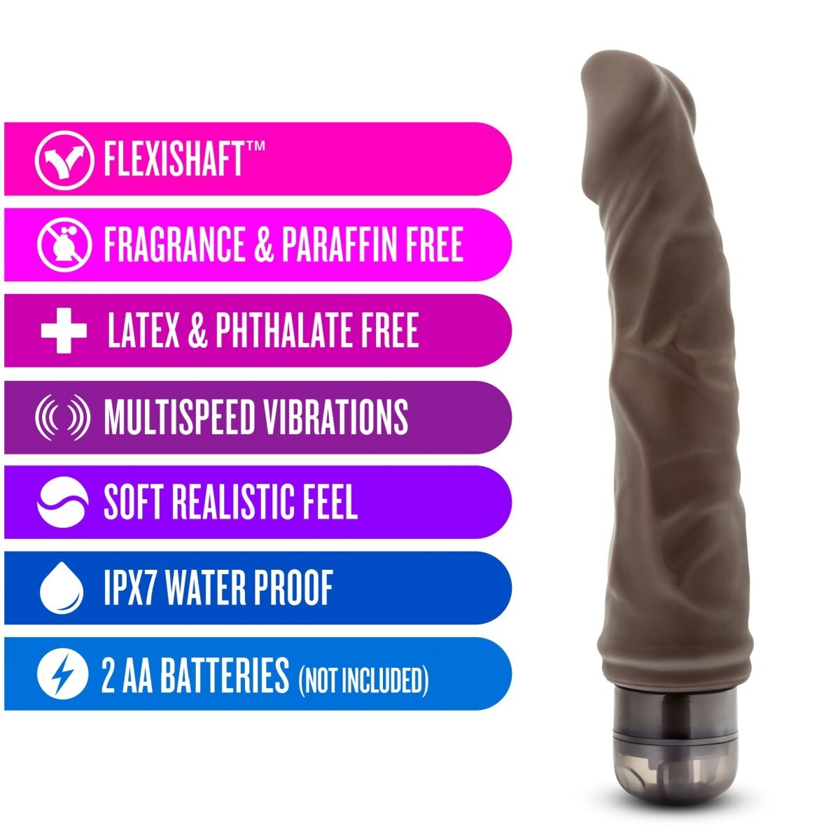 Blush Dr. Skin Cock Vibe 6 – 8.75″ Realistic Feel Flexible Vibrating Dildo