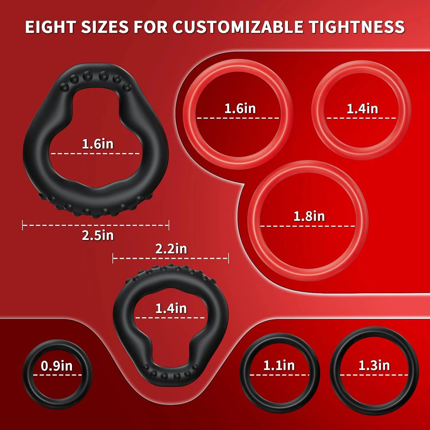 8 PCS Silicone Penis Ring Set Sex Toys for Men, Cock Rings for Longer Performanc