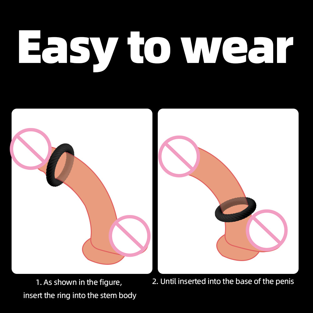 2PCS Male Erection Cock Ring Glans Ring Ejaculation Delay Prolong Thick Stretchy