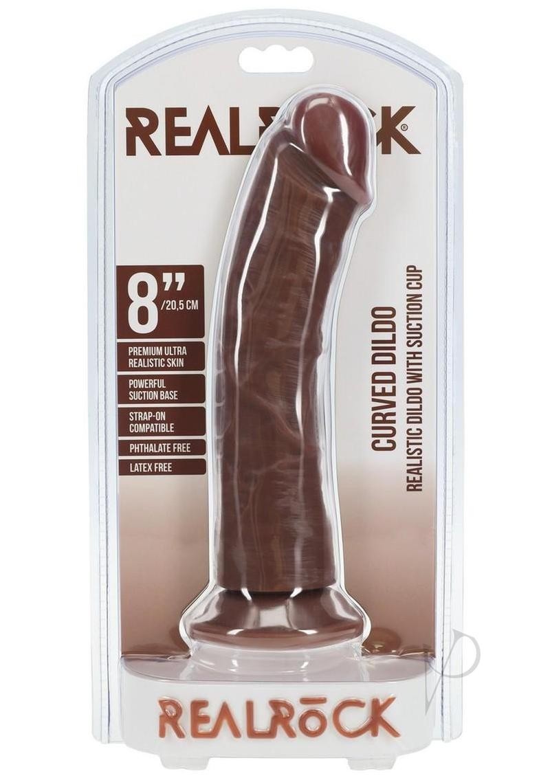 G Spot Dildo Realistic Curved Suction Cup 8 Inch Dong Strap On Compatible
