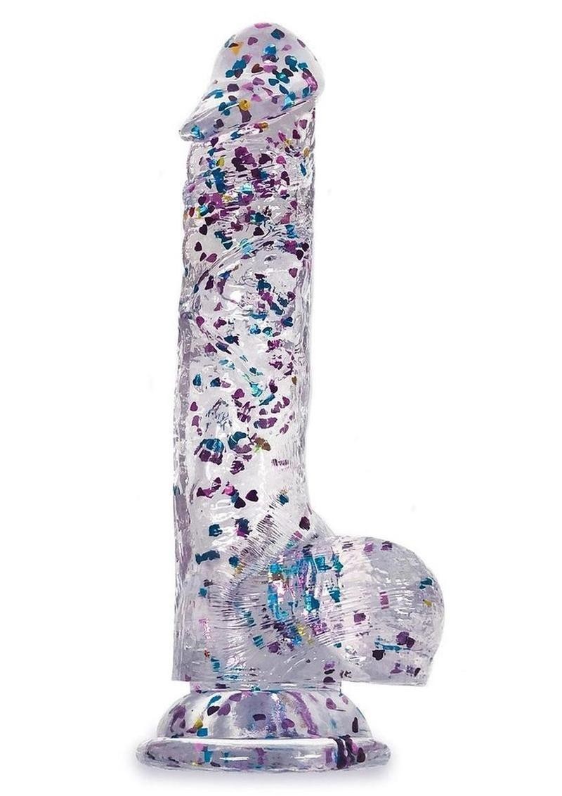 Glittergasm Realistic Clear Dildo with Balls and Suction Cup
