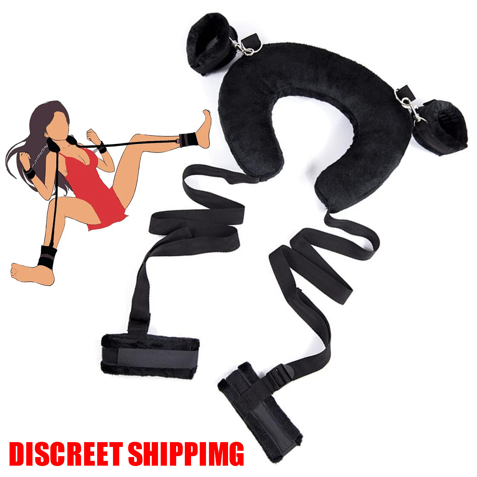 BDSMS Bed Bondage Kit Hand&Ankle Cuffs Restraint Straps Set Sex Play for Couples