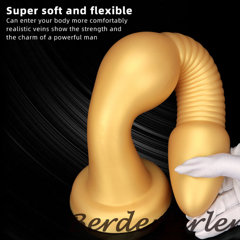 Super Large Long Thick Anal Plug Gold Sliicone Dildos with Suction Cup Sex Toys