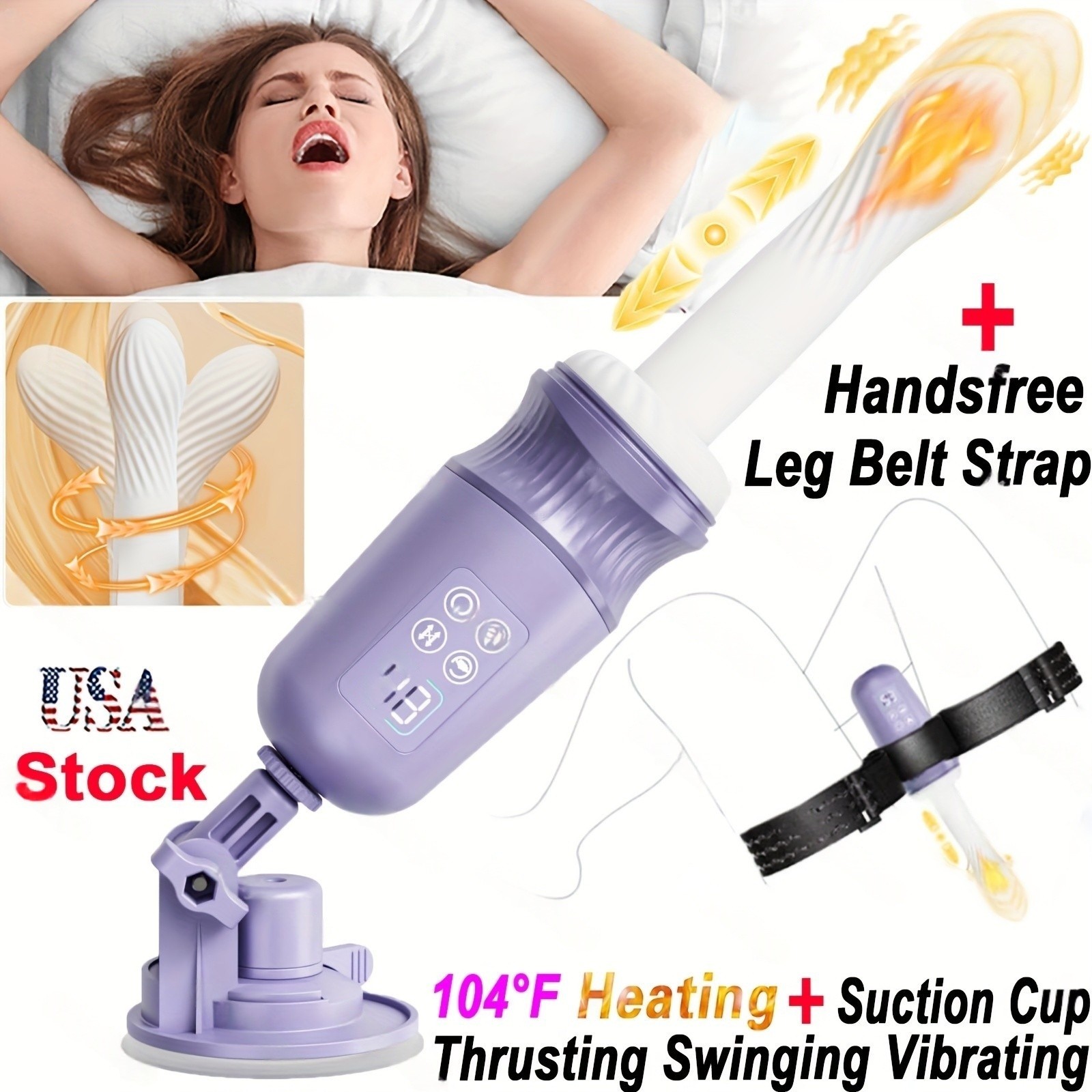 Handsfree Thrusting Vibrator 7 Modes Heating Adult Toy for Men Women Couples