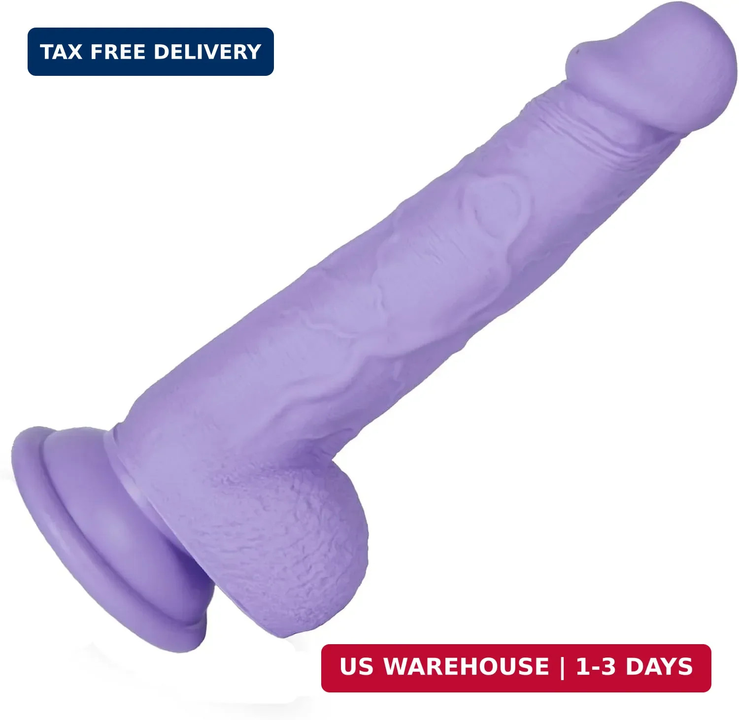 7.3 Inch Silicone Dildo with Flared Suction Cup Base for Hands-Free Play, Flexib