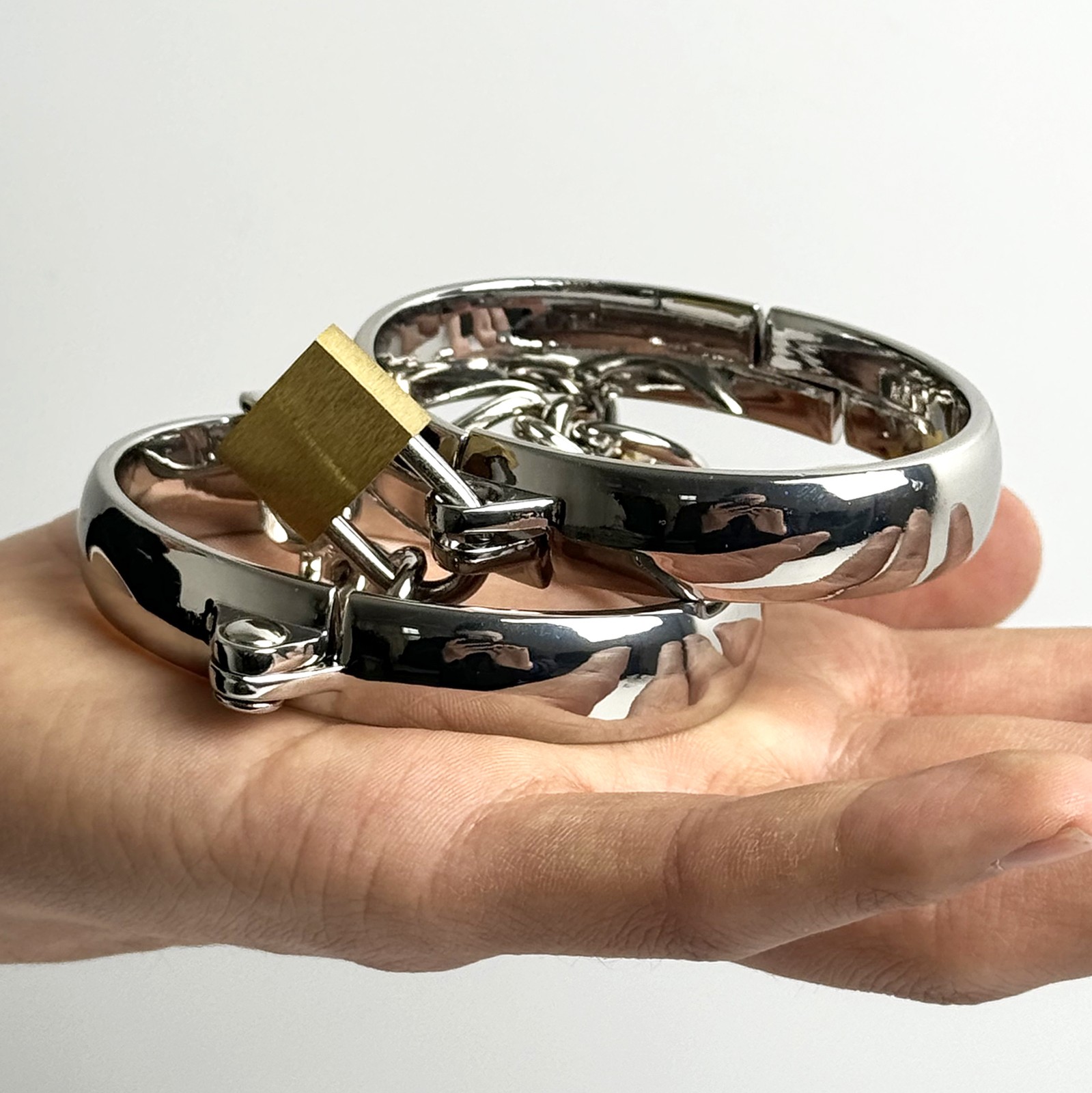 Silver Metal Wrist Ankle Cuff Stainless Steel Bracelet Restraint Bondage BDSM