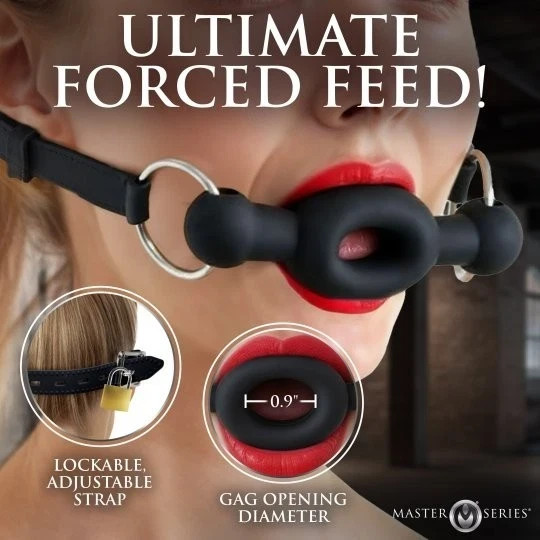 Master Series Forced Silicone Feeding Gag – Tapered Ring Gag w/ Adjustable Strap