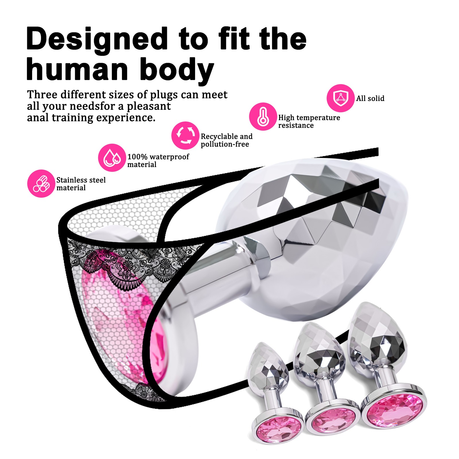 Metal Anal Butt Plug G-Spot Stimulator S/M/L Sex Toys for Men Women Couples USA