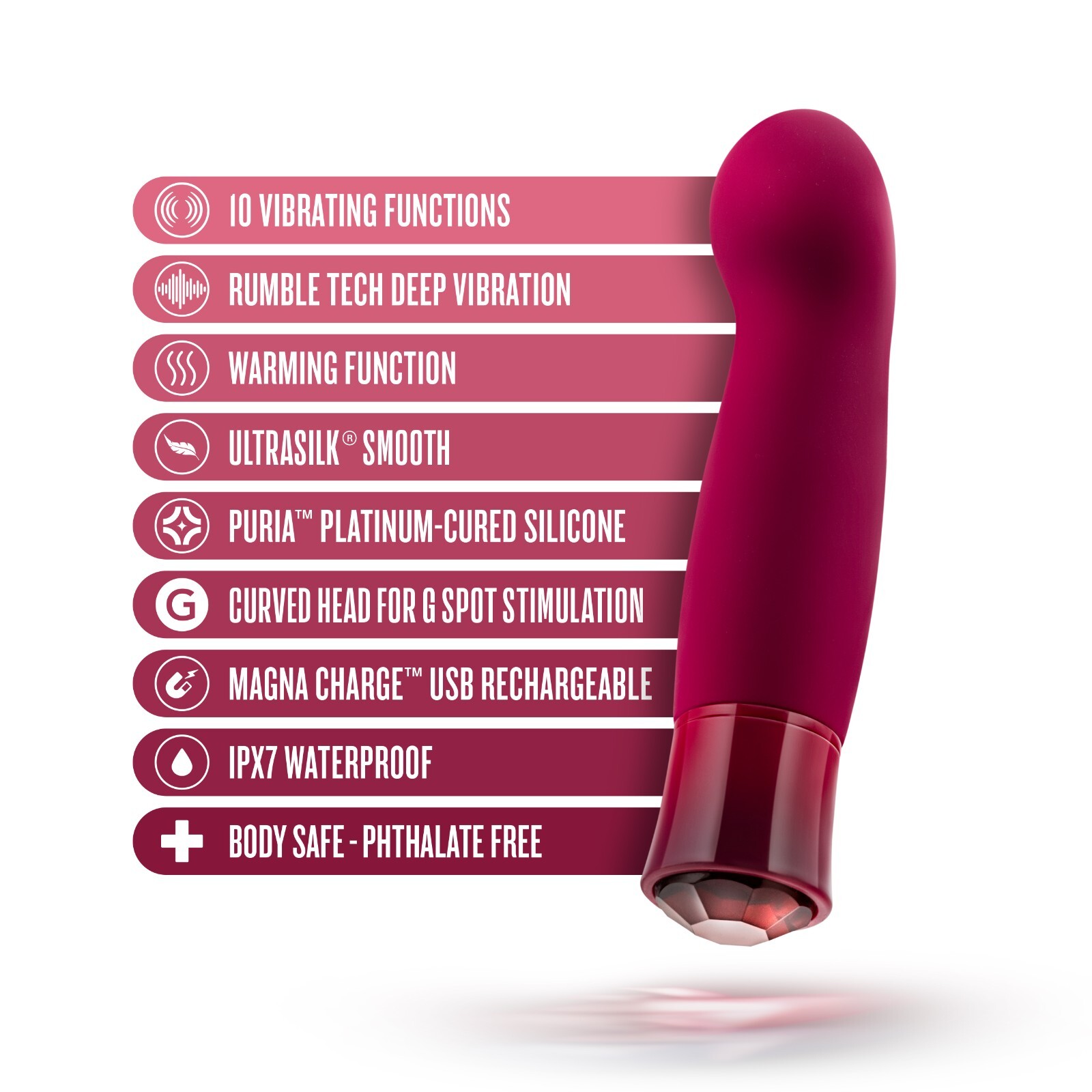 Blush Oh My Gem – Classy 5.5″G-Spot Speed Vibrator with Warming Tip- Waterproof