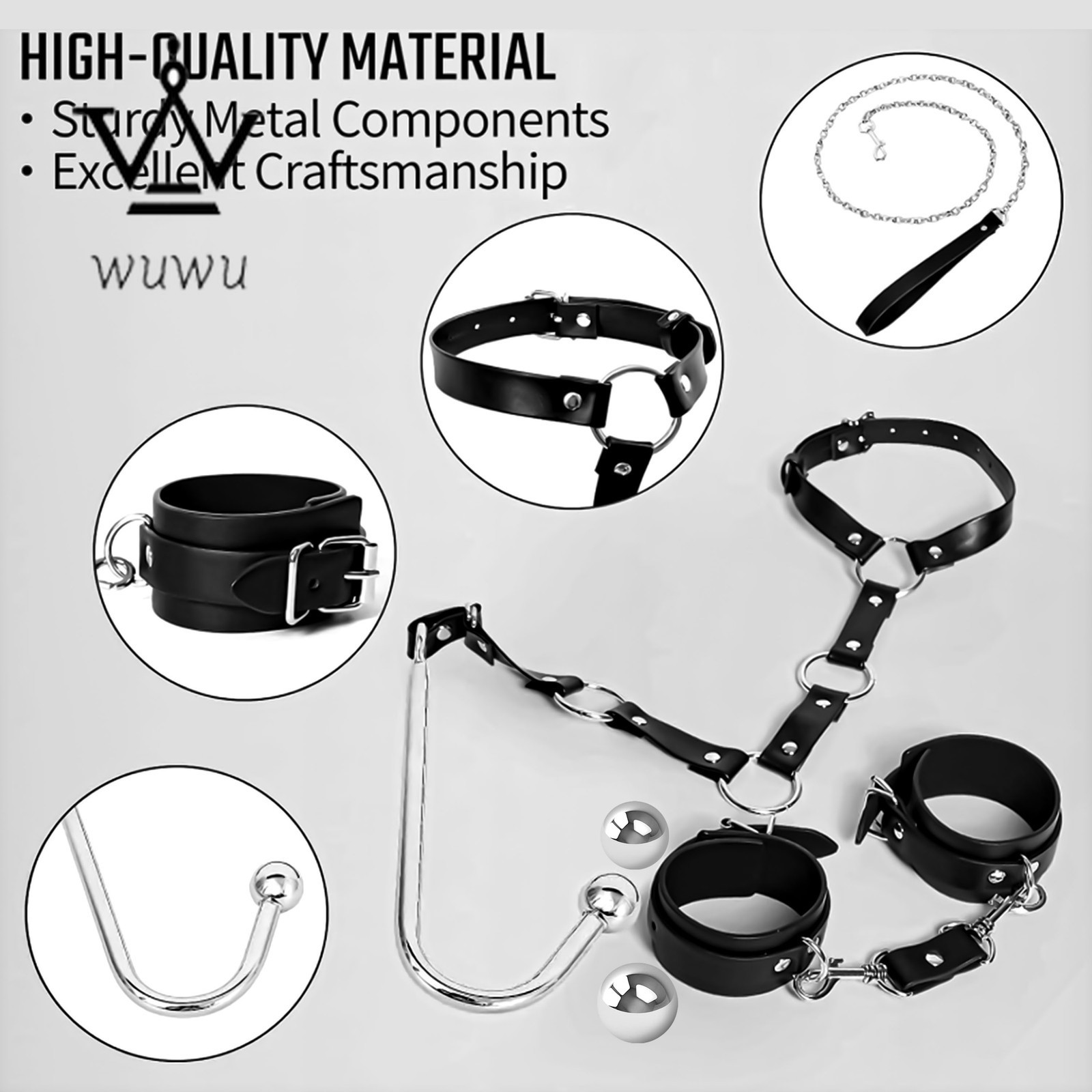 3Pcs Set Bondage Anal Hook BDSM Restraints Kit Sex Toy Sexual Bondage Couple