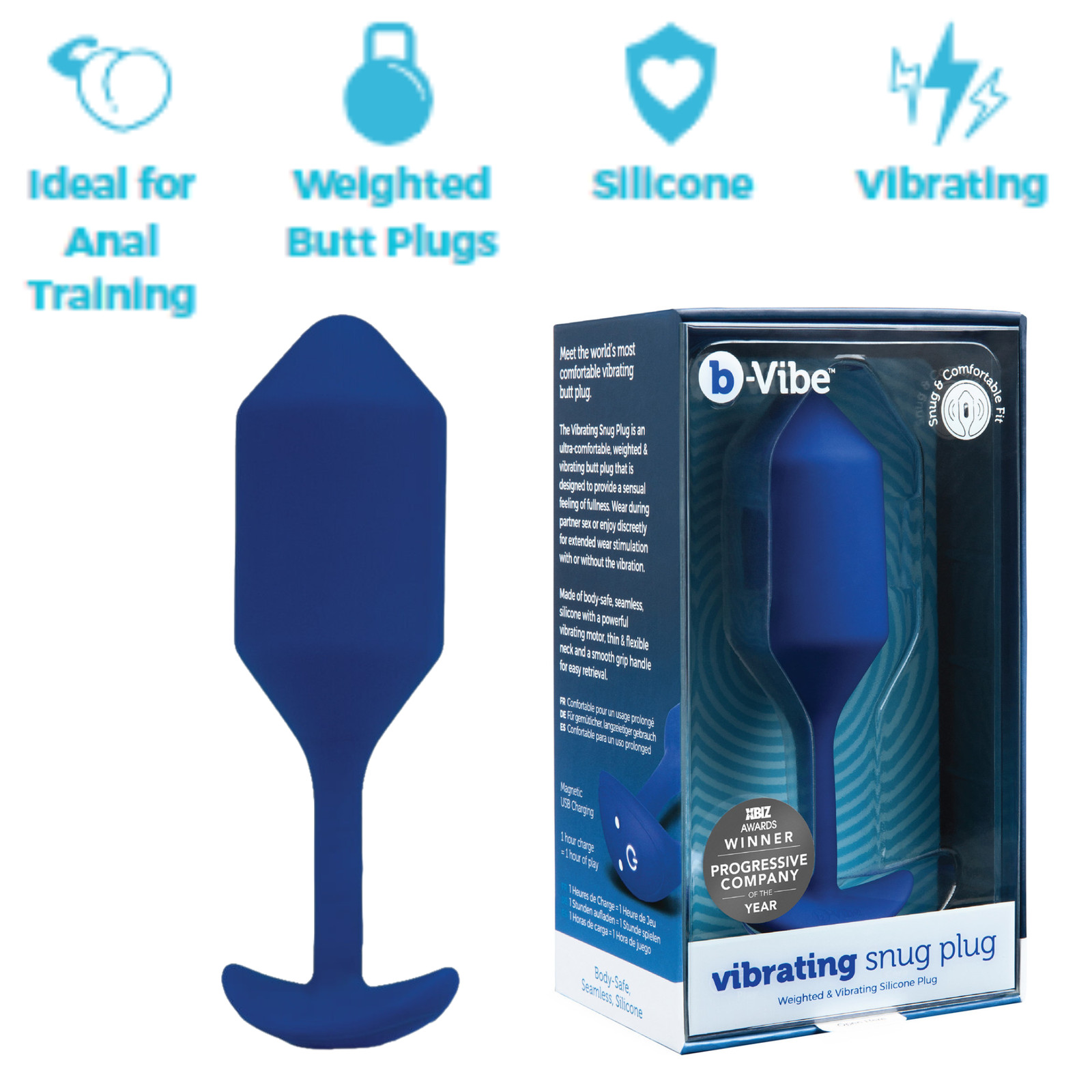 Bvibe Weighted Silicone Vibrating Anal Probe Stimulating Butt Plug Sex Toy