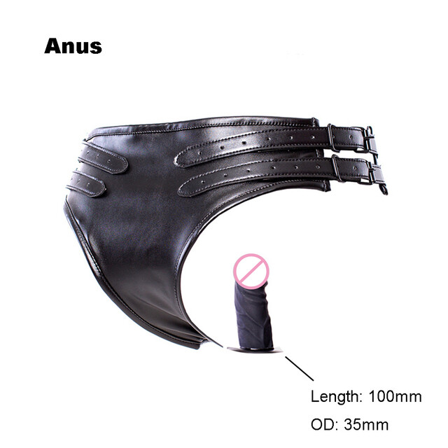 Wearable Strap on Panties PU Leather Silicone Vibrating Dildo Sex Bdsm Underwear