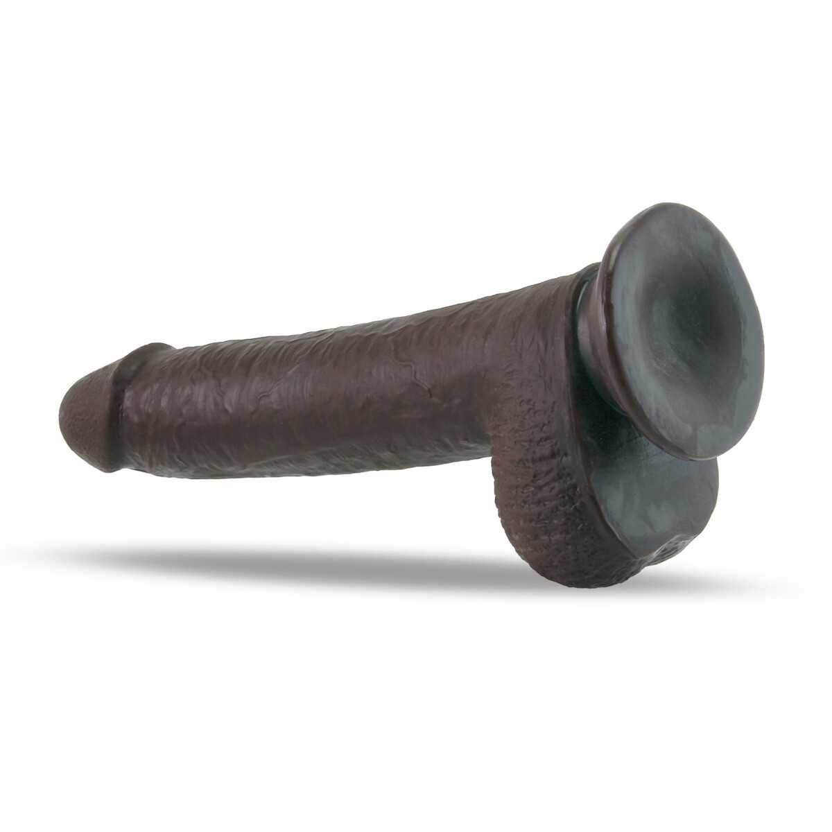 9″ Dual Layer Sliding Skin Realistic Black Dildo Dong Cock with Balls