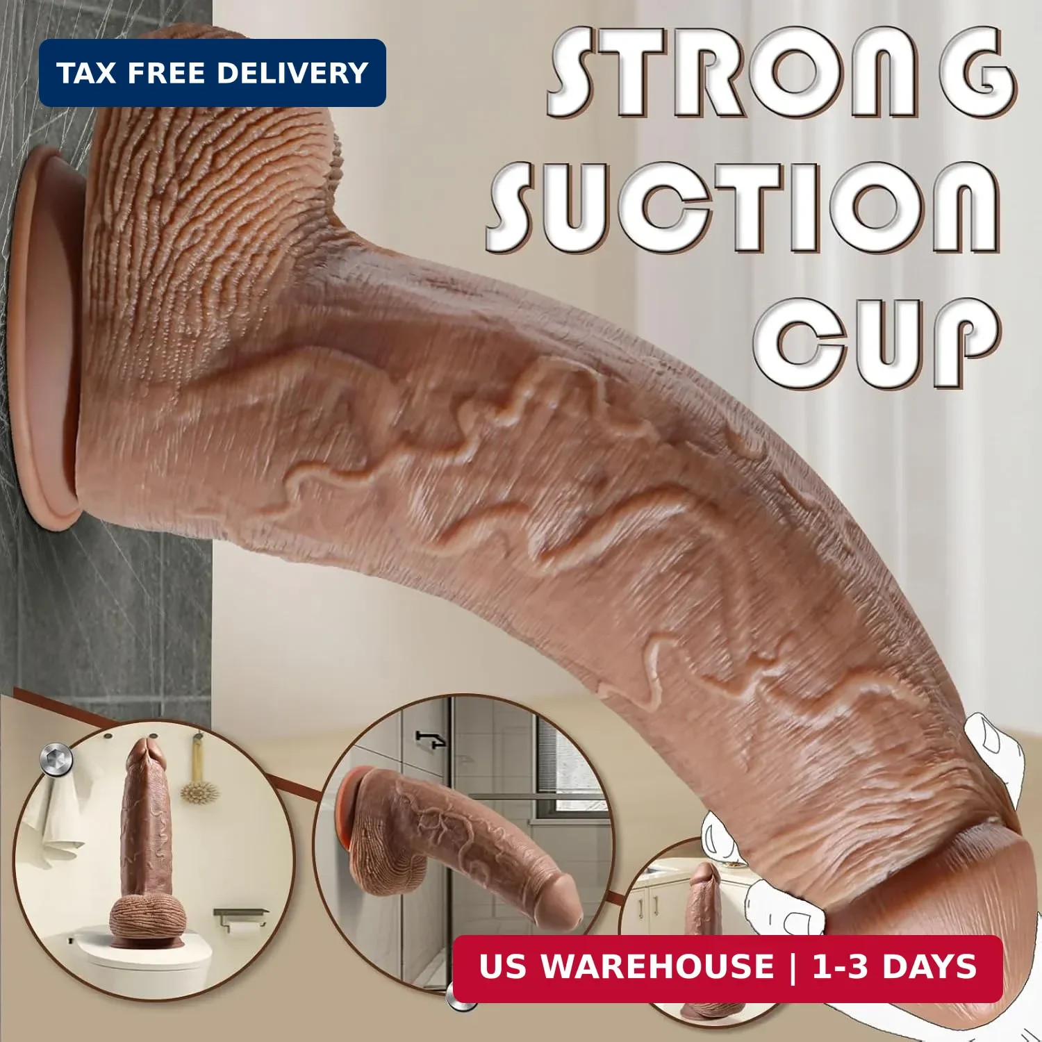 4″ Diameter Extra Large Thick Dildo, 16 Inch Massive Huge Dildo with Realistic V
