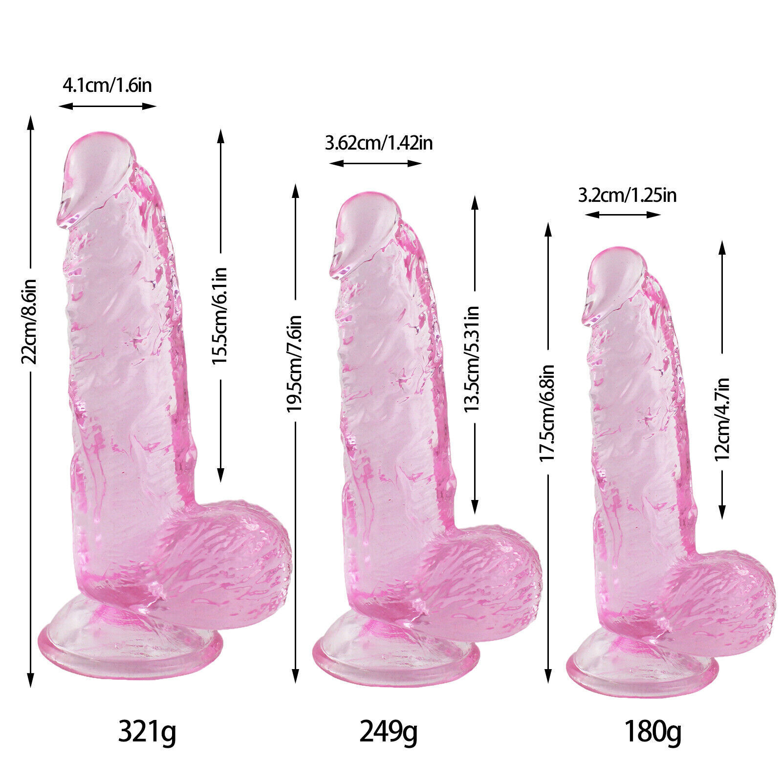 Dildo For Men Anal Toy Realistic 6.8/7.6/8.6″ Penis Suction Cup Women Sex Toys