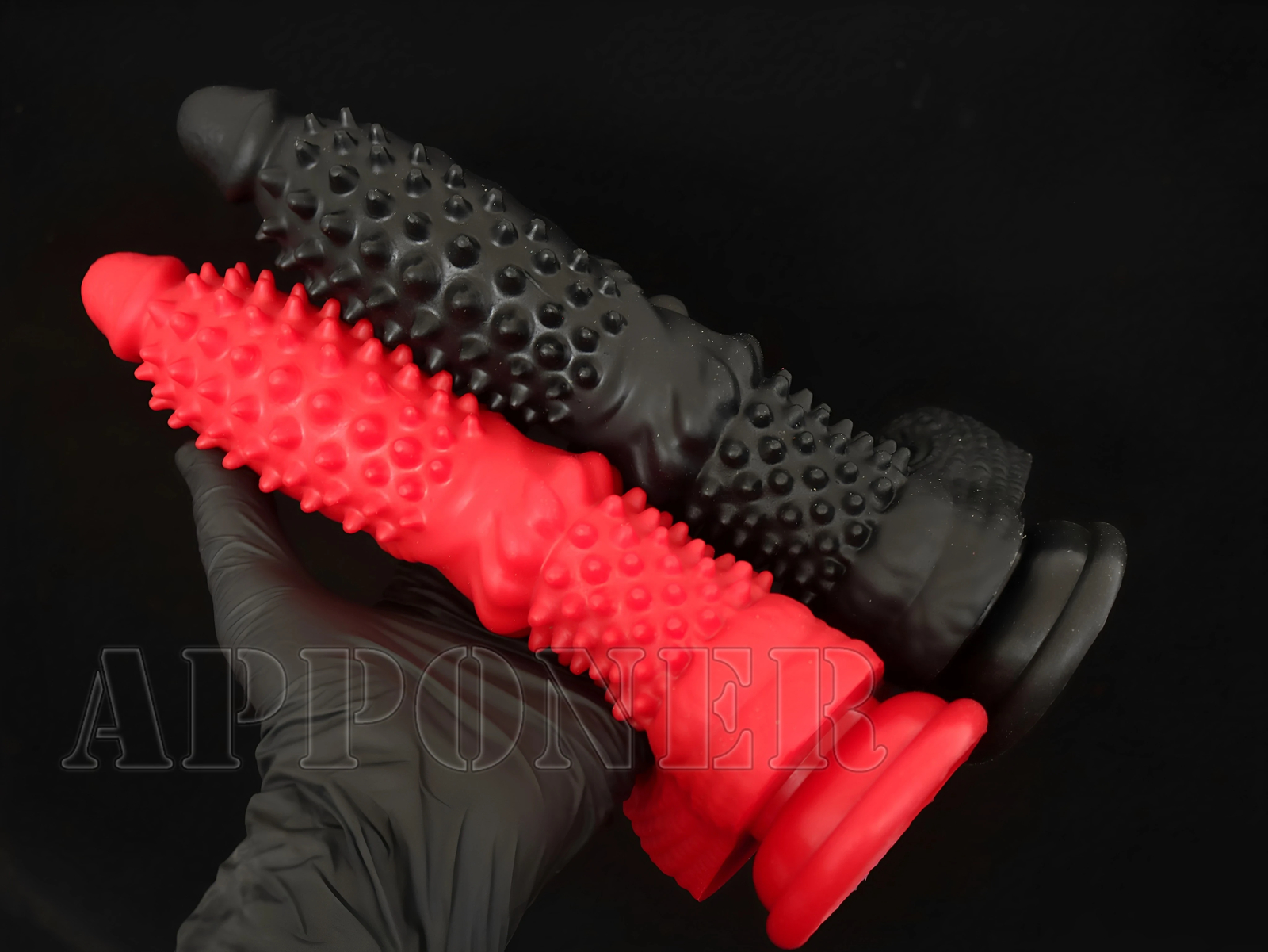 Black Red Dildo With Spikes Silicone Dildo With Suction Cup 38cm Long Penis Toys