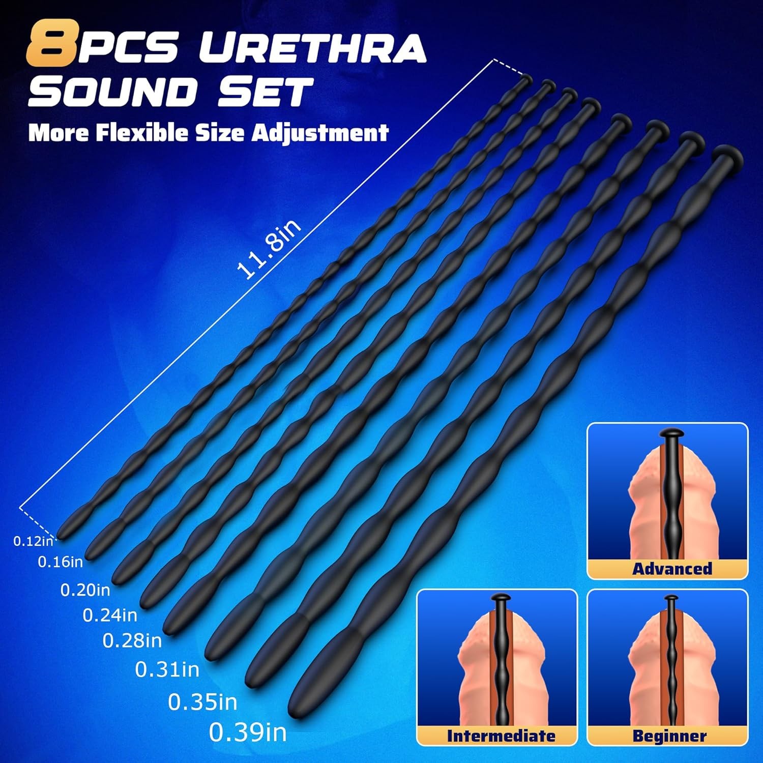 Penis Plug Urethral Sounds Silicone Multi Bead Prostate Massages Set for Men