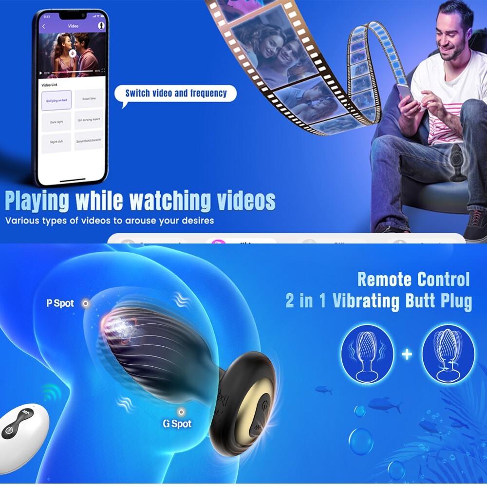 Anal Butt Plug Vibrator Prostate Massager Thrusting Dildo Sex Toy for Men women