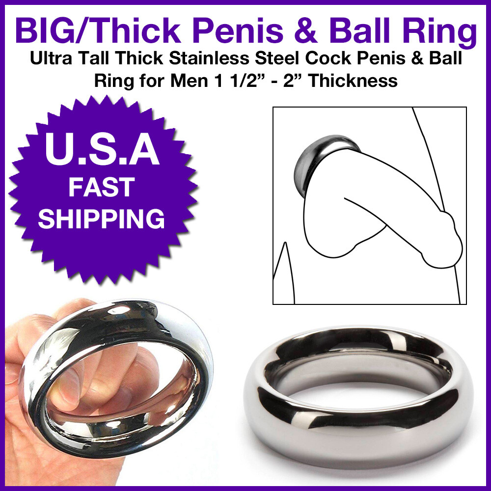 Penis Ring Ball Stretcher Combo Male Orgasm Delay Ejaculation Thick Metal Design