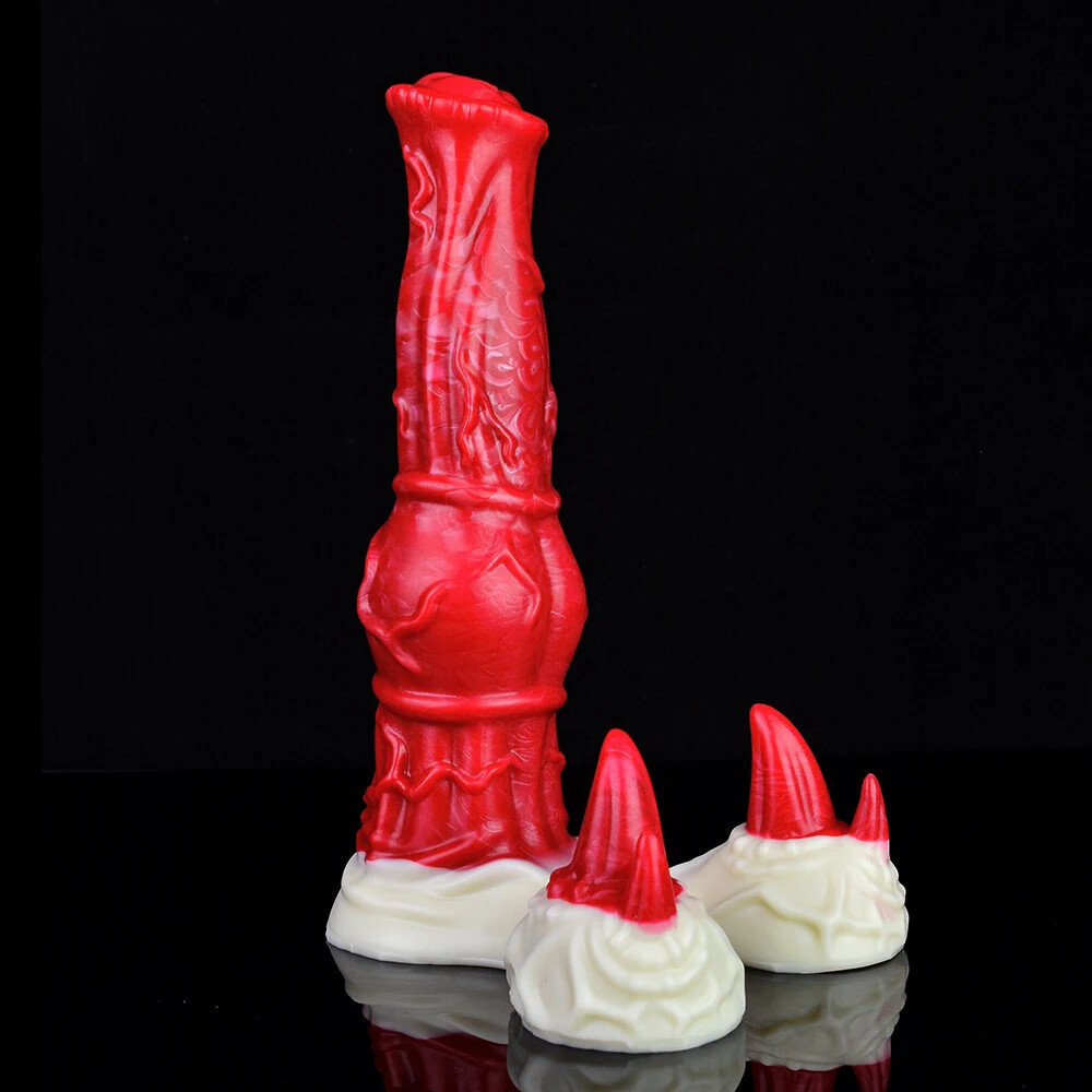 Penis With Spiky Testicle Silicone Colorful Dildo With Sucker Sex Toys Anal Plug